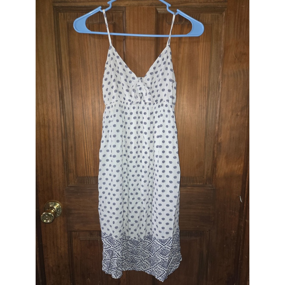 Splendid Womens White Blue Floral Medallion Smocked Back‎ Mini Sundress XS